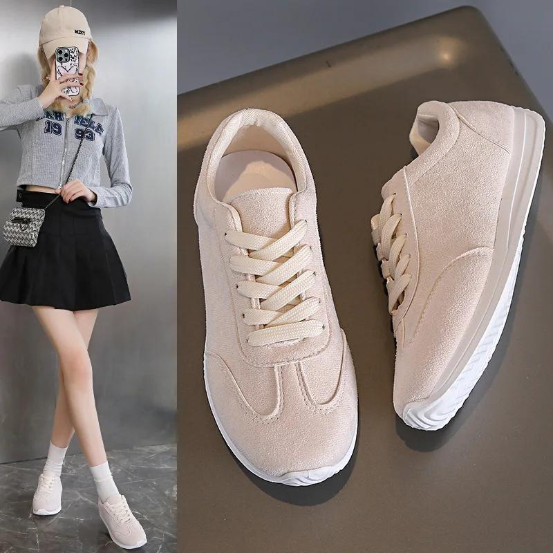 Женские кроссовки для бега Легкие Плоская подошва Амортизирующие Повседневные Спортивные кроссовки Большой размер 43 Замшевая студенческая обувь