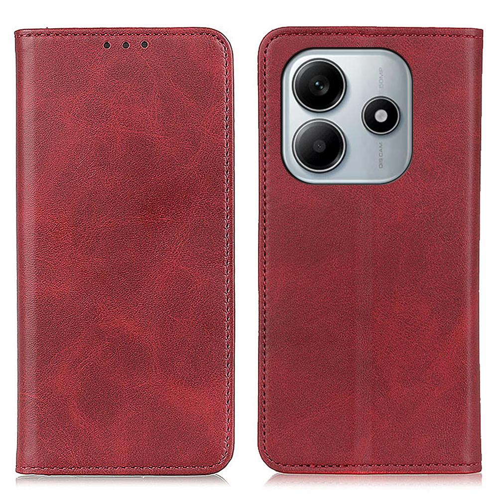 Для Xiaomi Redmi Note 14 4G (163,25x76,55x8,16 мм) Чехол из спилковой кожи, откидной кошелек, чехол для телефона