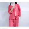 Yes Family Tencel Summer Open Size Red Women's 100% Double-Layered Pajamas, 3/4 Sleeves, Sleepwear, Front, Roomwear, L,
