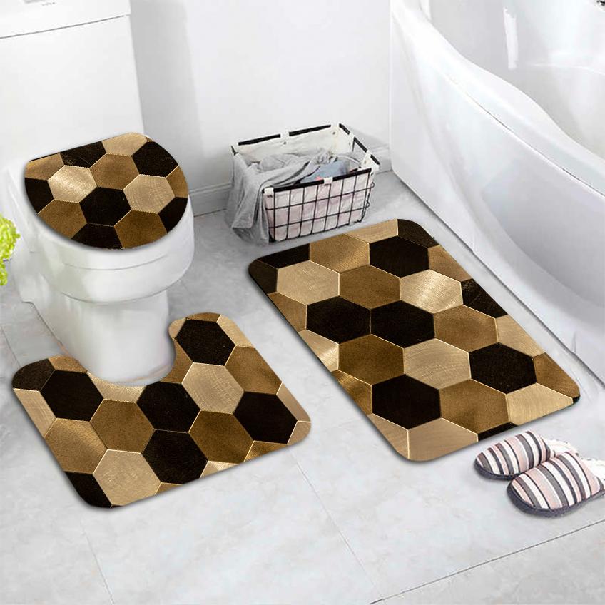 EPeddler Home Modern Patterns, моющаяся нескользящая основа в горошек, набор из 3 ковриков для унитаза