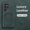 Ретро кожаный мягкий чехол для Samsung Galaxy S25 Edge S24 S23 S22 S21 S20 Ultra Plus FE Магнитная беспроводная зарядка Задняя крышка