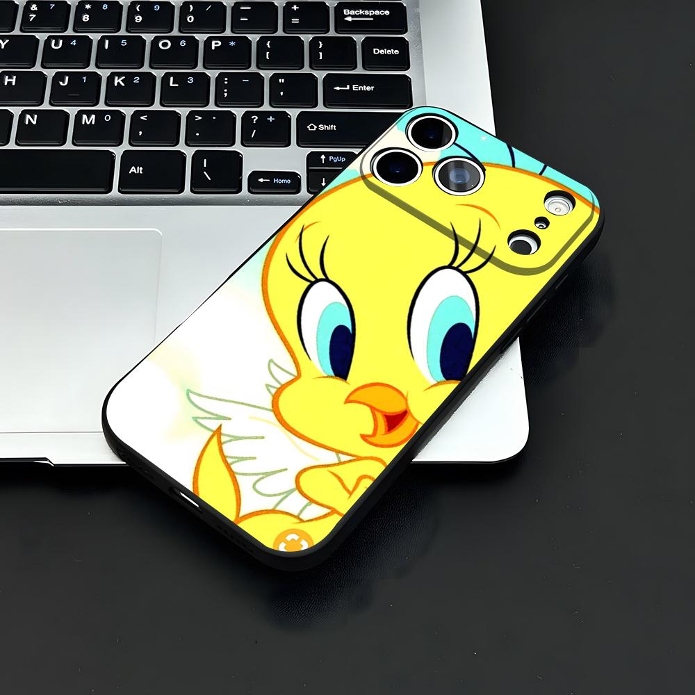 Cartoon T-Tweety Bird Cute Phone Case For IPhone 17 Air 16 E Pro Max 15 14 13 Mini 12 Pro 11 Max Plus Black Soft Shell