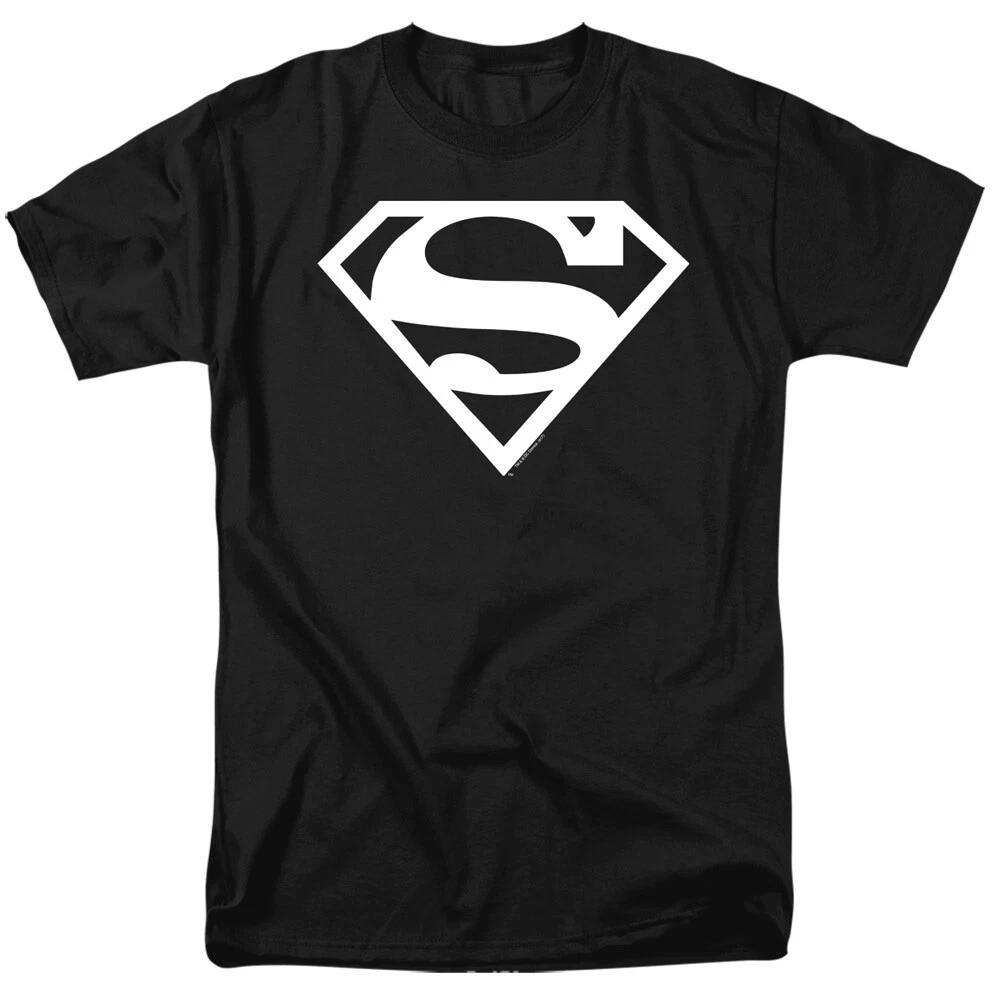 Superman "White On Black Shield" T-Shirt - Regular or Tank - to 6X