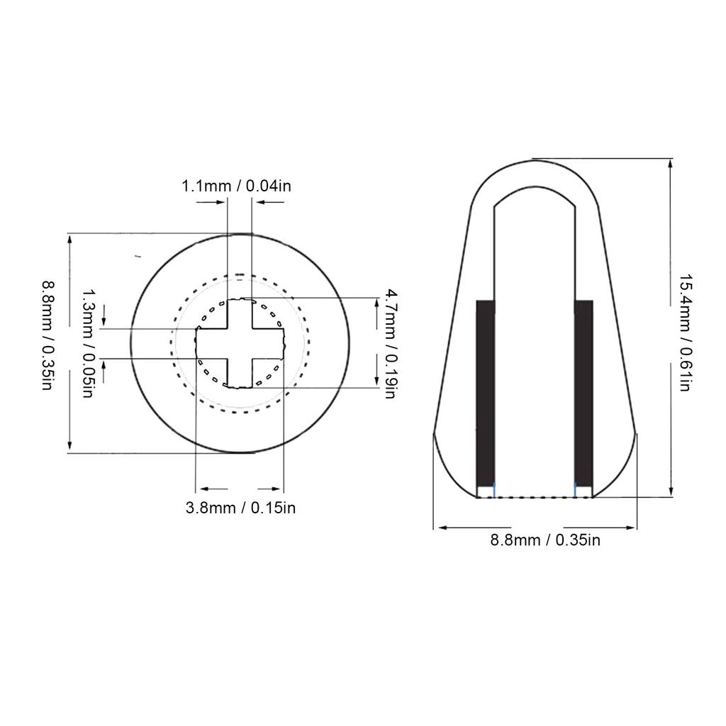Guitar Pickup Switch Knob Guitar Toggle Switch Knob Tip 2 Pieces Brass Housing ST TL (Silver)