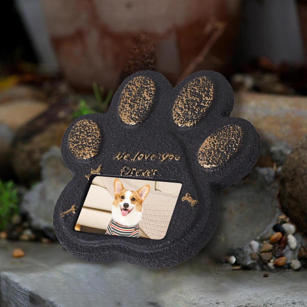 Мемориальный камень с отпечатком лапы для питомцев с фоторамкой 5,9x5,9x0,6 дюйма Подарок соболезнования