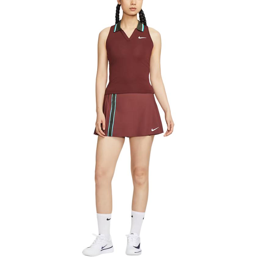 New Nike Court SlamDri Fit SS25 Casual Short Skirts Women's Dark Team Red/Dark Red/White Color FZ6767-619