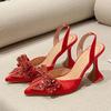 New Design Crystal Butterfly-knot Women Pumps Street Style High Heels Pointed Toe Shoes Sexy Wedding Party Sandals