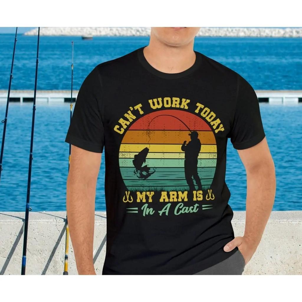 Cant Work Today My Arm Is In A Cast Funny Fishing T Shirt Vintage Fisherunisex For Lovers Fathers Day Vintage Slightly