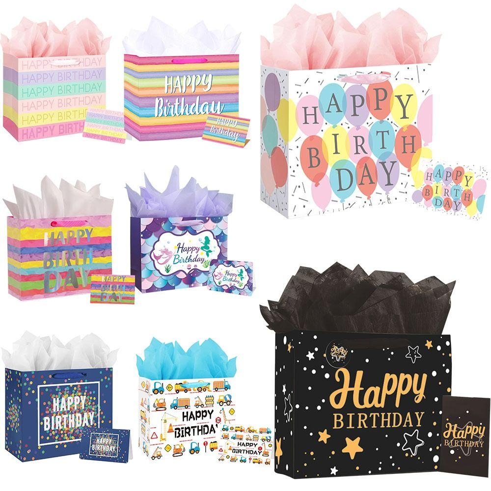 Reusable Birthday Gift Bag Colorful Gift Boxes Party Decoration Boxes for Birthday, Baby Shower
