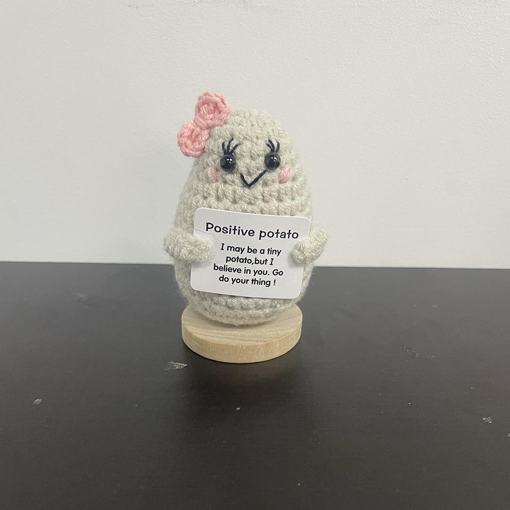 Handmade Positive Potatoes Doll With Card Home Decoration Knitting Penguin Bee Potato Doll Ornament Christams Party Room Decor