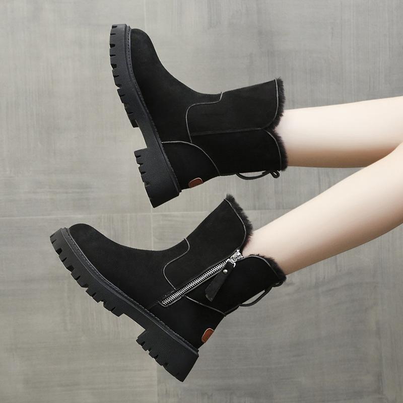 Зимние сапоги женские 2024 Новые Большие Бархатные Женские Туфли Теплые Сапоги Толстые Хлопковые Туфли Черные Женские Сапоги С Мехом Botas De Mujer