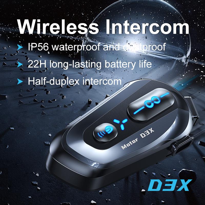 600M Intercom Bluetooth 5.3 EDR Helmet Headset with Music Sharing Motorcycle Wireless Earphone Hands-free Call Anti-interference Headphone for 6 Rider