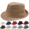 Male Linen Panama Hat Summer British Small Topper Cap Outdoor Sunhat Jazz Hat