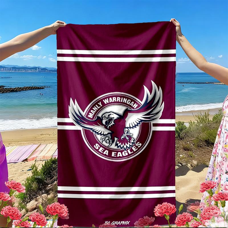 Пляжное полотенце с принтом Manly Warringah Sea Eagles, Универсальное легкое впитывающее пляжное полотенце для бассейна, серфинга, йоги, ванной комнаты, Идеальный подарок на день рождения или праздник