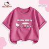 Девочковая футболка Hello Kitty с коротким рукавом 2026 Новая Розовая Детская Хлопковая Майка Летняя Базовая Одежда Спортивная Одежда