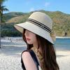 Weave Bow Fisherman Hat Large Bow Sunscreen Bucket Hat Elegant Women Sun Hat  Riding