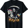 Grim Reaper Riding Unicorn Skeleton Skull Death Halloween T-Shirt