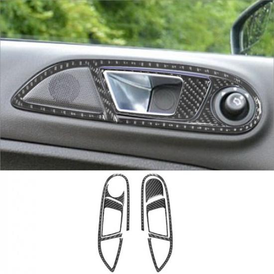 6Pcs Carbon Fiber Interior Front Door Handle Cover Trim For Ford Fiesta 2011-15