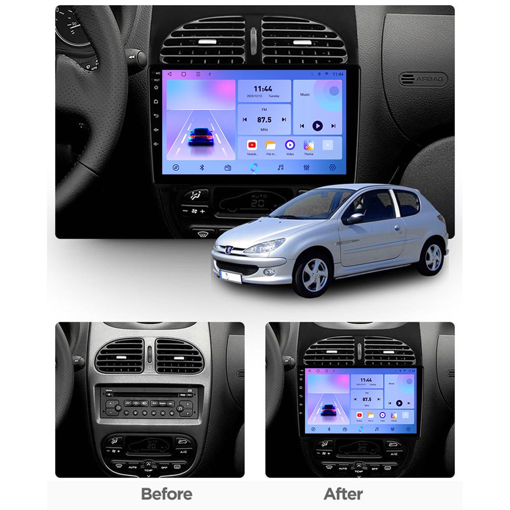 Автомобильное радио Android Auto Carplay для Peugeot 206 2001-2008 Мультимедийный проигрыватель Головное устройство Стерео GPS Навигация BT WIFI 1+16 ГБ