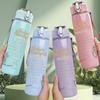 1PC Ornate Faded Manuscript Print 750ml Colorful Plastic Sports Water Bottle Leakproof Pop Up Lid with Straw for Outdoor Work Home Use