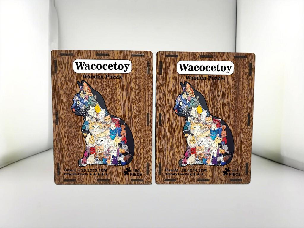 Wacocetoy Трансграничный Кошачий Коллаж Неправильная Деревянная Пазл: Сложный стиль копилки