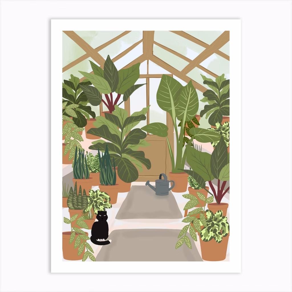 Boho Art Черный Кот Тропические Растения Плакат Холст Картина Милое Животное Скандинавская Настенная Картина Для Современной Гостиной Домашнего Декора