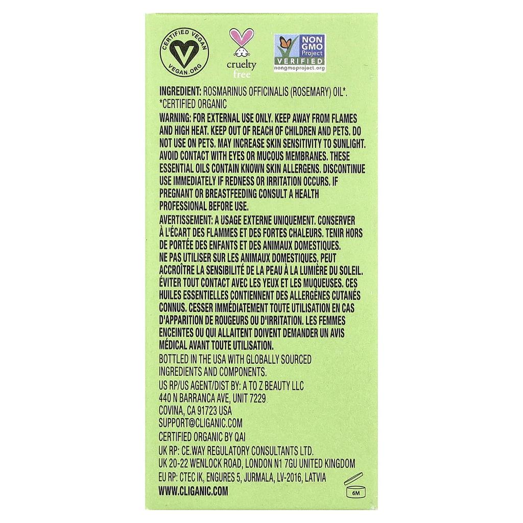 Cliganic Organic Rosemary Essential Oil, 30ml (1 Fl Oz)