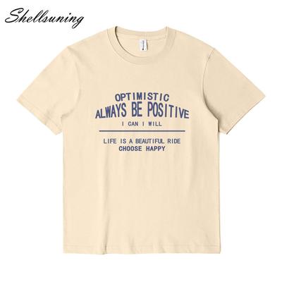 Shellsuning простые ретро футболки с буквенным принтом женские свободные топы с круглым вырезом и короткими рукавами летние повседневные хлопковые футболки для женщин