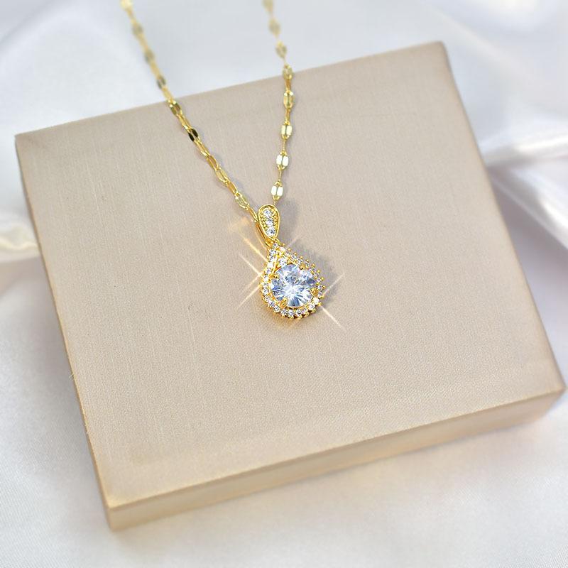 Ожерелье-капля воды, Простой и персонализированный женский монопродукт, Универсальная титановая стальная цепочка для ключицы