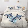 Dolphin Pair Bedding Set Duvet Cover Set 2Piece, Microfibre Bedding Quilt Cover Sets with Pillowcases Watercolour Art Bed Cover