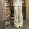 Кружевные брюки-палаццо для женщин - Летние тонкие с высокой посадкой повседневные в китайском стиле белые охлаждающие брюки из ледяного шелка