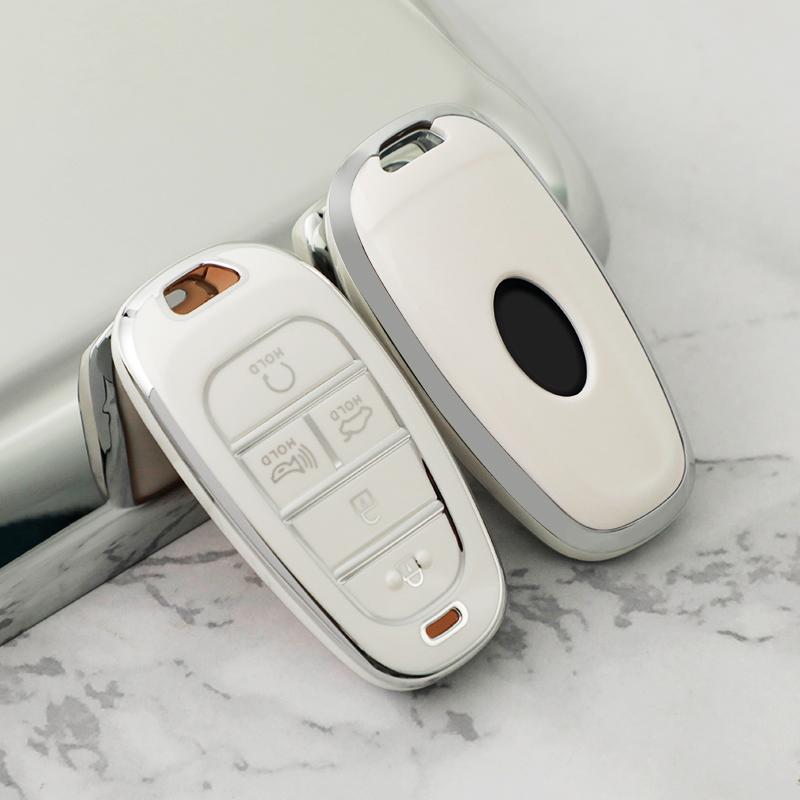 Новый серебристый чехол для ключа автомобиля с 6 кнопками для Hyundai Santa Fe Tucson 2022 NEXO NX4 Ioniq 5 Atos Prime Solaris 2021 Автоаксессуары