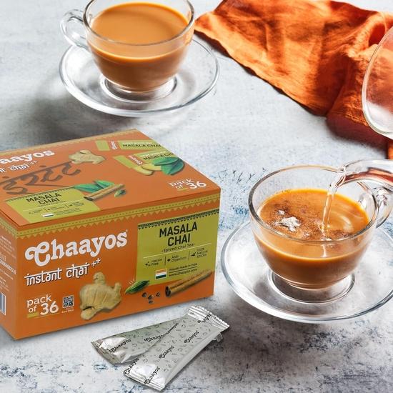 Chaayos Растворимый чай Premix-Masala Chai Flavor-Low Sugar (36 пакетиков, 288 грамм)|Растворимый чай|Чайная смесь|Чай масала|Чай масала|Чай ассам|Ароматизированный чай