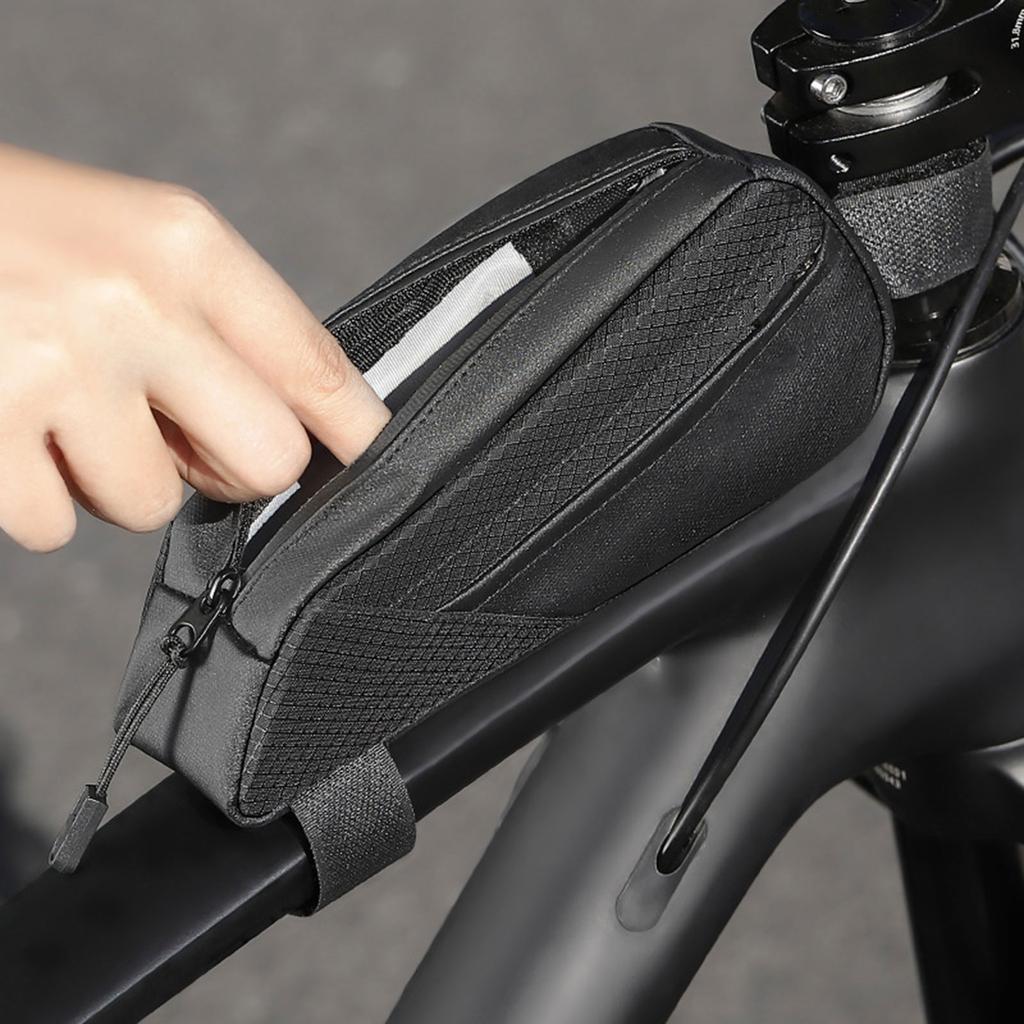 Bike Triangle Frame Bag, Waterproof Bicycles Front Handlebar Bag Strap-On Saddle Bag Cycling Pouch Bike Storage Tube Bag