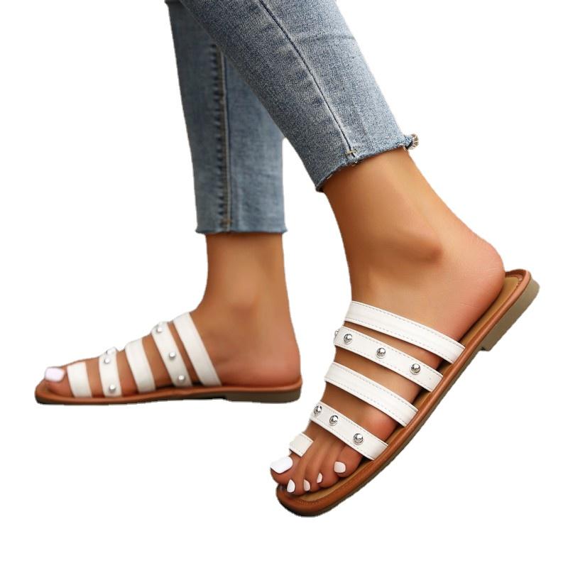 Женские шлепанцы на плоской подошве с застежкой на носок, тапочки, пляжная обувь, повседневные сандалии, летняя модная прогулочная женская обувь, шлепанцы с открытой пяткой