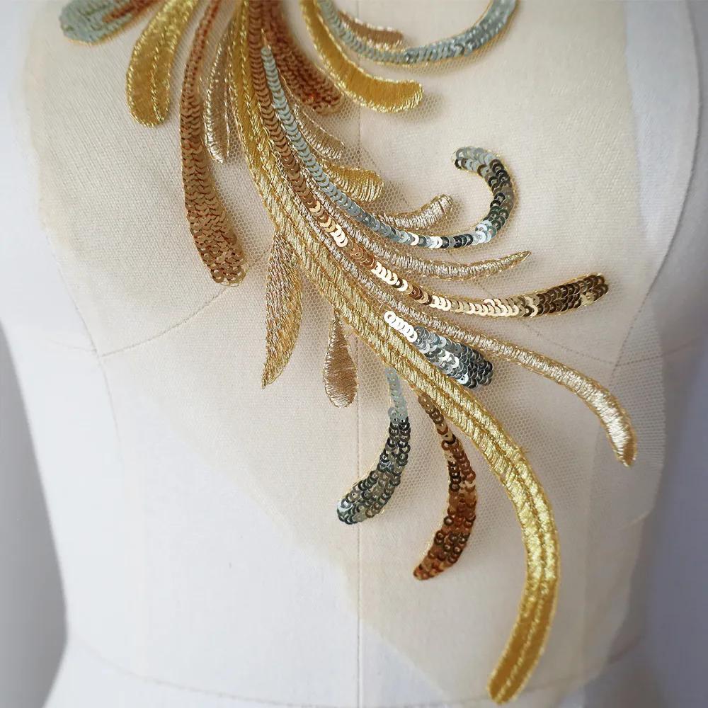 Вышивка Блестки Цветок Аппликация Кружевная Отделка Сетка Воротник Для Свадебного Свадебного Платья Шитье Нашивка Декор Вечернего Платья DIY Поделки