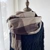 Large Plaid Scarf Women's Autumn and Winter New Imitation Cashmere Shawl Retro Fringed Couple Scarf