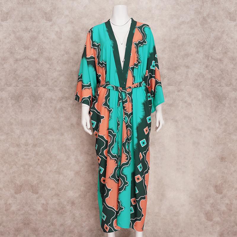 Зеленый винтажный комплект бикини, накидки, летнее пляжное кимоно в стиле ретро, женское летнее пляжное платье, купальник, A1481