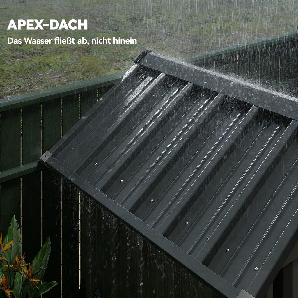 Metal Tool Shed 1,17 m², Storage Shed with Gable Roof, Ventilation, Lock, Gloves, 122 x 121 x 192 cm