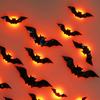 16 Pcs Lighted 3D Bat Sticker LED Halloween Bat Decorative Wall Sticker Light Up Glowing Bat Clings for Bedroom Window Wall Decor