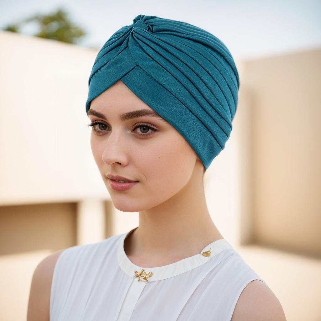 Европейский и американский плиссированный хиджаб и арбузный тюрбан