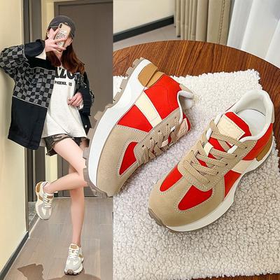 Красные вафельные женские туфли Cortez с толстой подошвой, новая весенняя популярная обувь для спорта и отдыха с мягкой подошвой и маленькой талией для папы