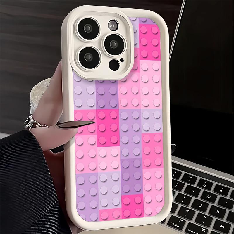 Phone Case for iPhone 17 Air 16E 15 16 Pro Max Fashion Building Blocks Pattern Cover 14 Plus 13 12 Mini Soft Shell Silicone Fund