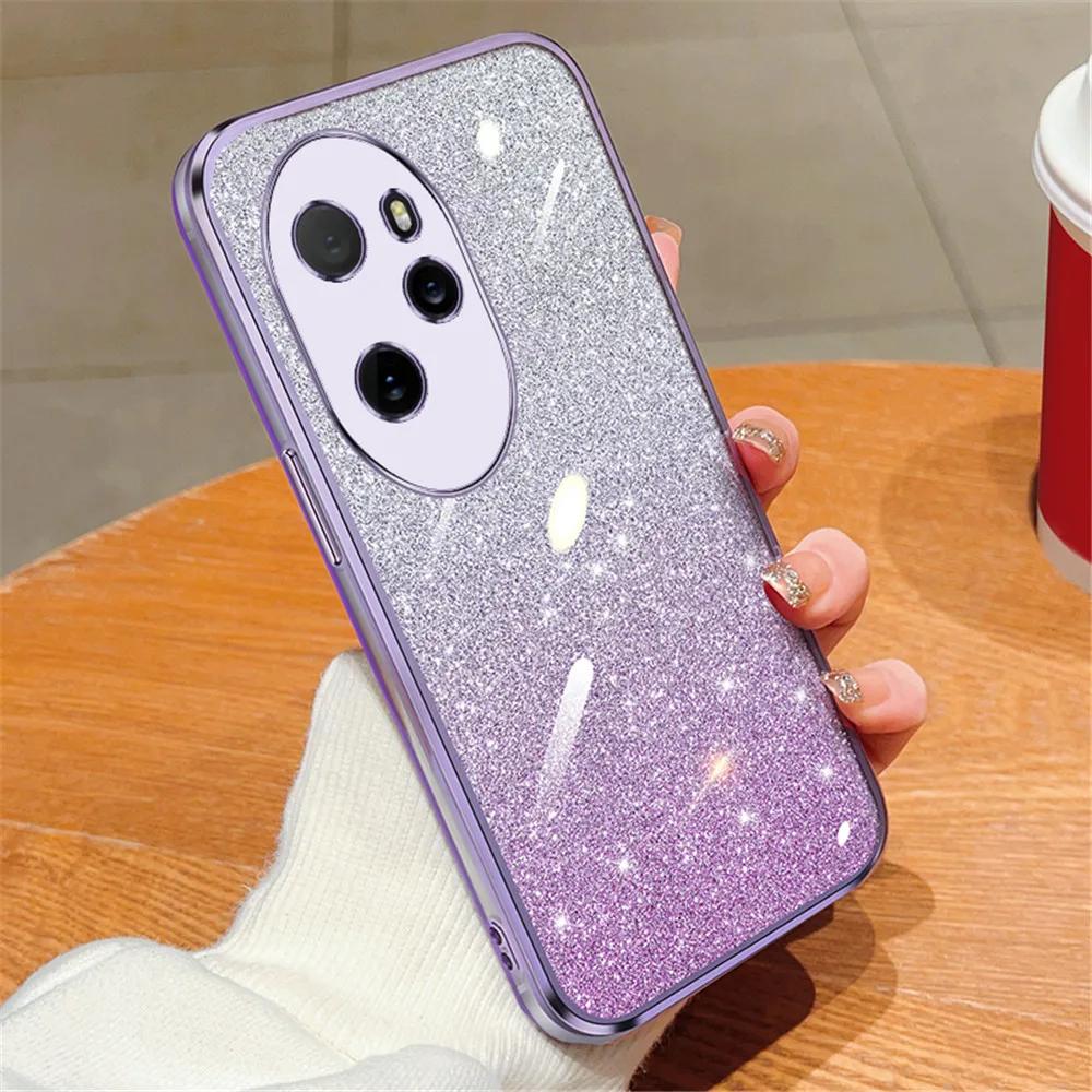 Luxury Gradient Glitter Plating Case For Huawei Honor 90 Lite 100 80 70 Pro 50 60 SE 20 30 Pro Women Soft Silicone Back Cover