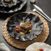 Folded Western Food Plate Household Steak Plate French Plate Premium Dish Plate New Oven Hotel Ceramic Tableware