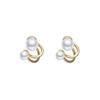Elegant Retro Geometric Korean Fashion Gold Plated Pearl Earring Stud for Women