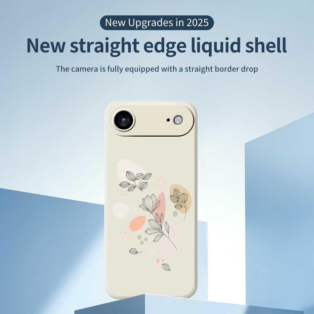 For iPhone 17 Air Case Sketch Leaves Pattern Printing Straight Edge TPU Phone Back Cover