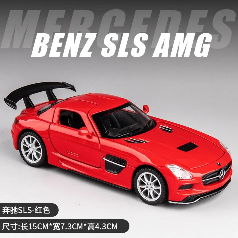 1:32 Металлическая модель автомобиля Mercedes-Benz SLS Литая модель автомобиля Симуляция Коллекция игрушечных автомобилей Подарки Модная коллекция украшений Подарок