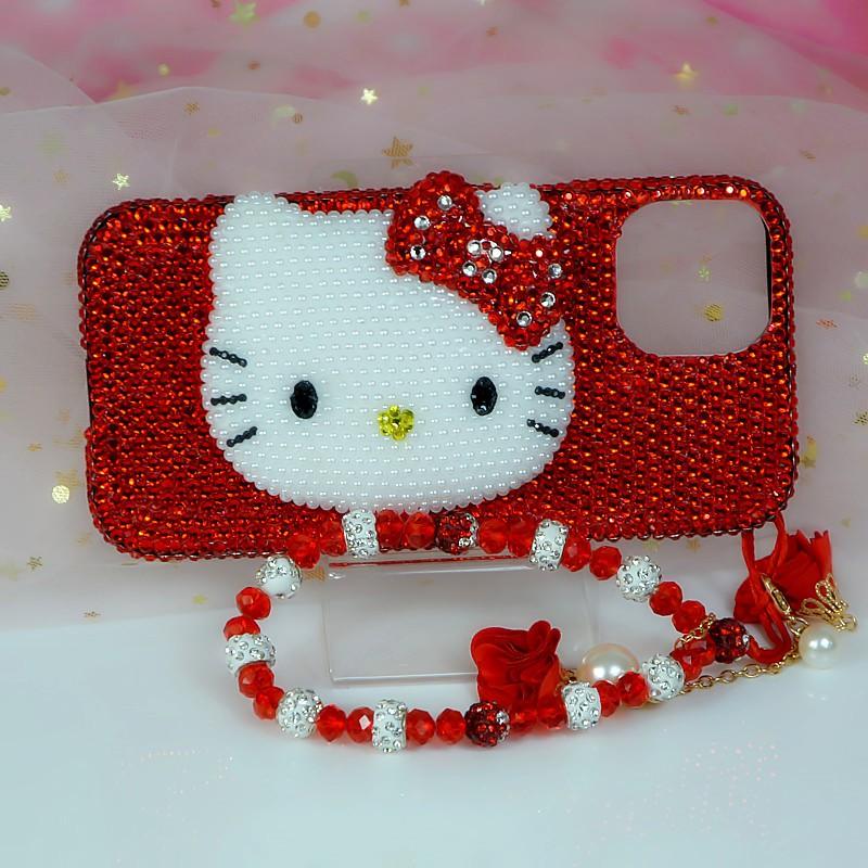 Phone Case IPhone 12 13 14 Pro XS Max 8 Plus Cute Cartoon Kitten Bling Rhinestone Cover Full Body Shockproof Protector