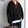 S-5XL Men Casual Long Sleeve Stitching Hooded Pullovers Sweatshirts Hoodies